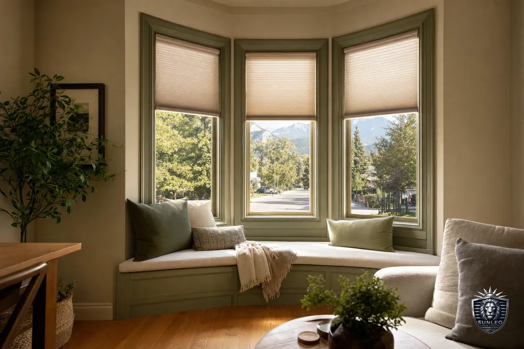 Blinds for Bay Windows in Calgary — custom blinds installed by Sunleo in Calgary