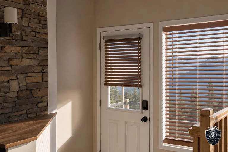 Faux Wood & Wood Venetian Blinds styled in a Calgary interior