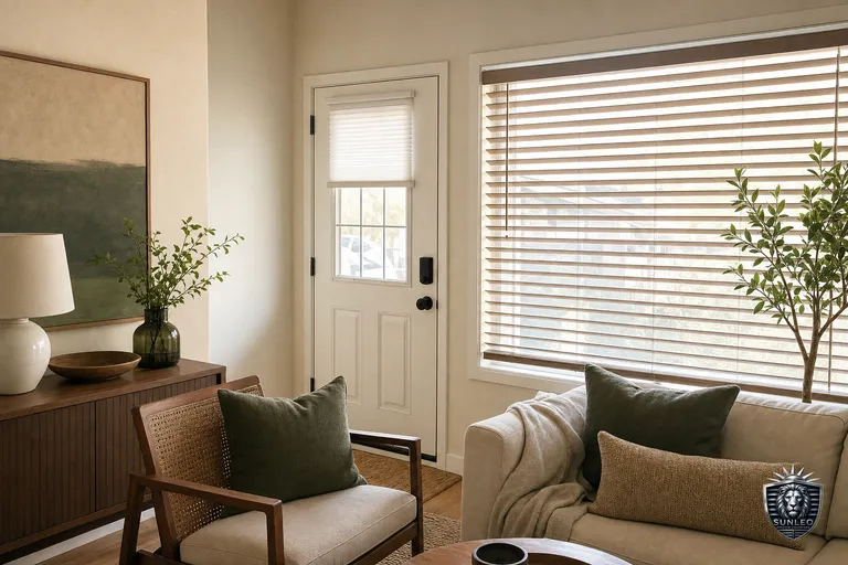 Faux Wood & Wood Venetian Blinds styled in a Calgary interior
